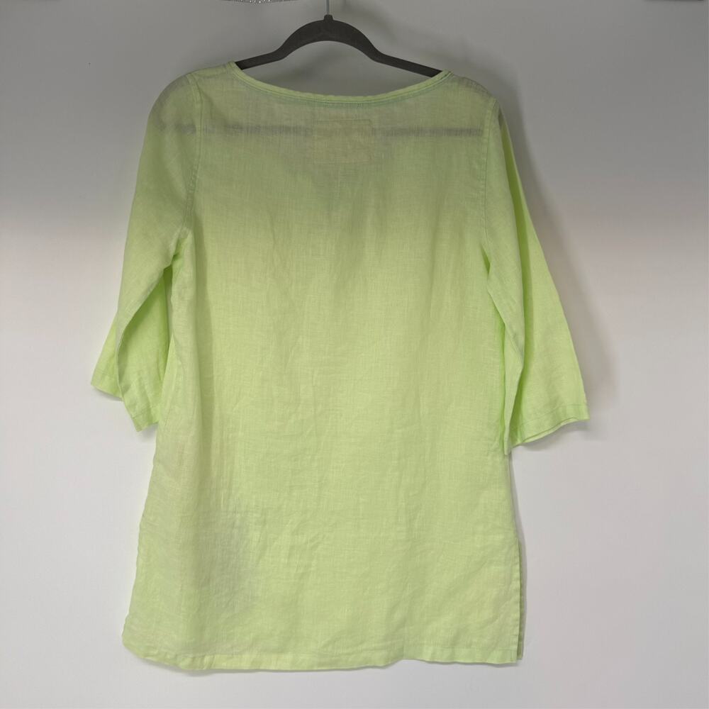 Margaritaville Linen Tunic Top Womens M Green Sailboat Beach Coastal Peasant - Picture 3 of 9